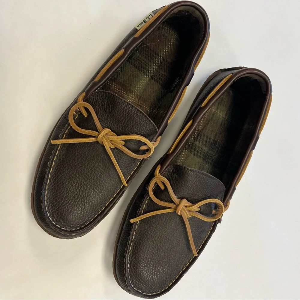 LL‎ Bean Brown Moccasin Slippers Sz. 10